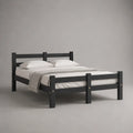 Letto matrimoniale in legno nero con testiera pediera e sponde laterali 160 x 200 cm