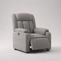Poltrona relax reclinabile con poggiapiedi in tessuto grigio imbottito 80 x 90 x 105 cm