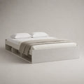 Letto matrimoniale con contenitore laterale in MDF effetto rovere bianco 160 x 200 cm