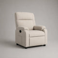 Poltrona relax reclinabile imbottita in tessuto beige con poggiapiedi 80 x 90 x 105 cm