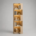 Libreria verticale con 5 ripiani illuminazione LED in MDF effetto rovere naturale 40x35x180 cm