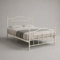 Letto matrimoniale in metallo verniciato bianco con testiera e pediera a barre 160 x 200 cm